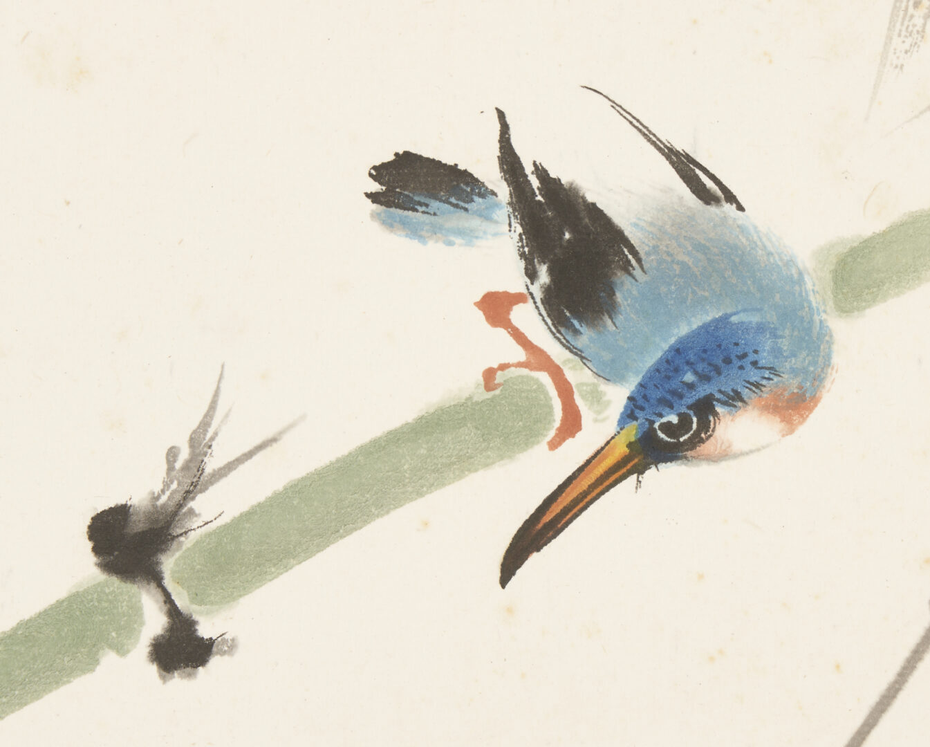 Lot 236: 6 Asian Watercolor Paintings of Birds, Ox, Frog, & Fish