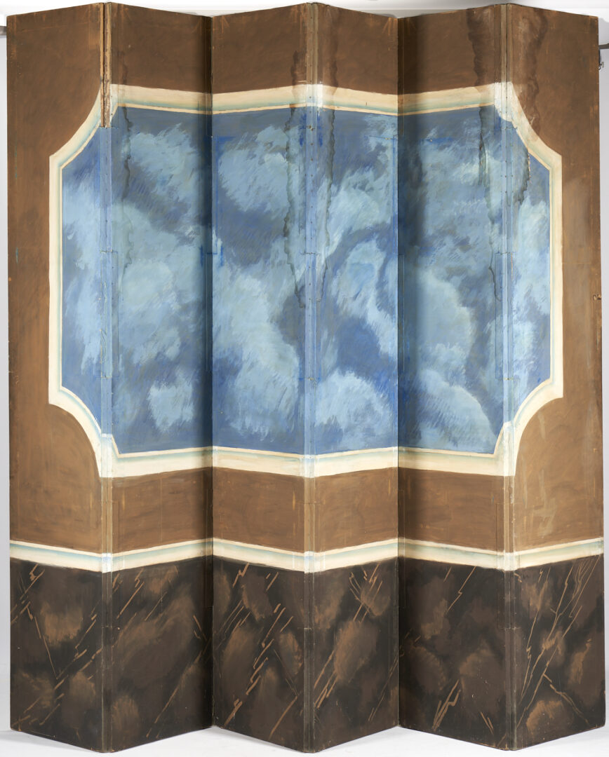 Lot 23: Large Chinese Export Painted Floor 6-Panel Screen