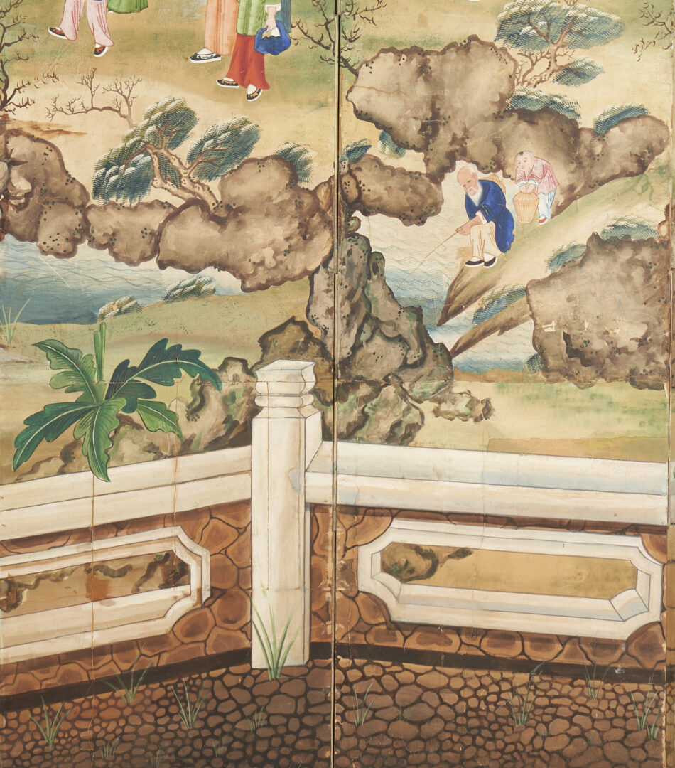 Lot 23: Large Chinese Export Painted Floor 6-Panel Screen