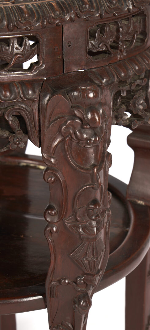 Lot 243: Chinese Hardwood Stand w/ Inset Marble Top