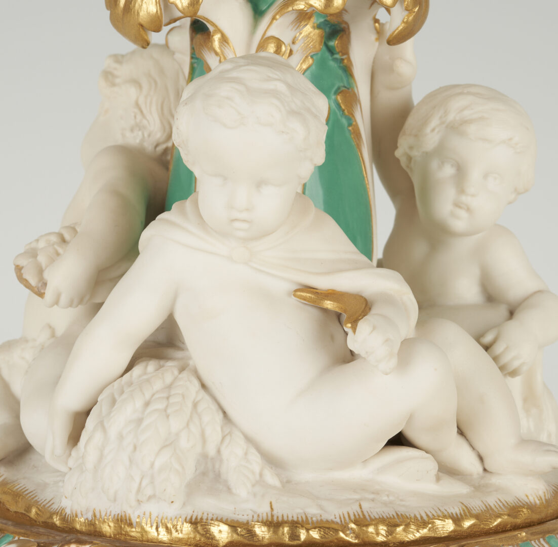Lot 248: Minton Figural Porcelain Centerpiece w/ Pair of Candlesticks