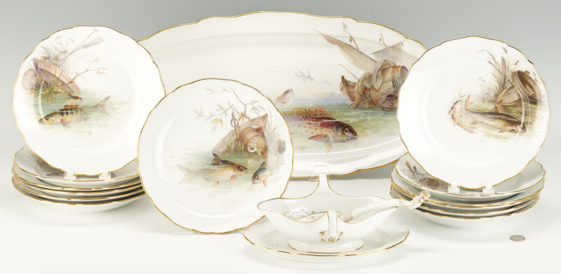 Lot 262: Meissen Porcelain Fish Set, 16 Pieces