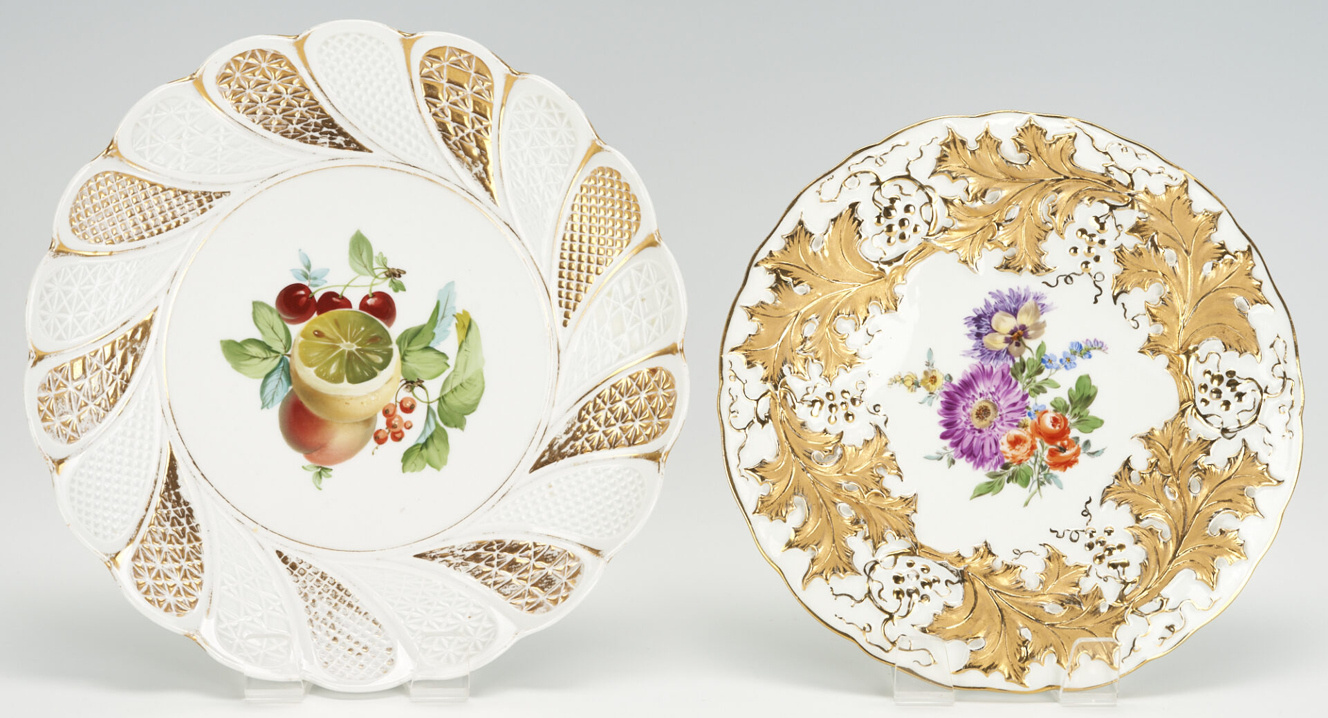 Lot 268: 7 pcs. Meissen Porcelain, incl. Large Platter, Plates, Cups & Saucers