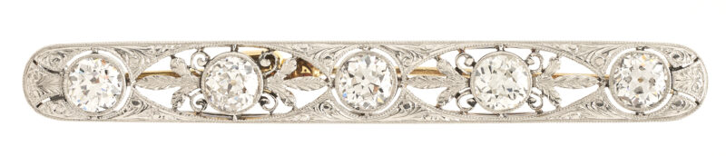 Lot 26: Art Deco Gold, Platinum, & Diamond Brooch