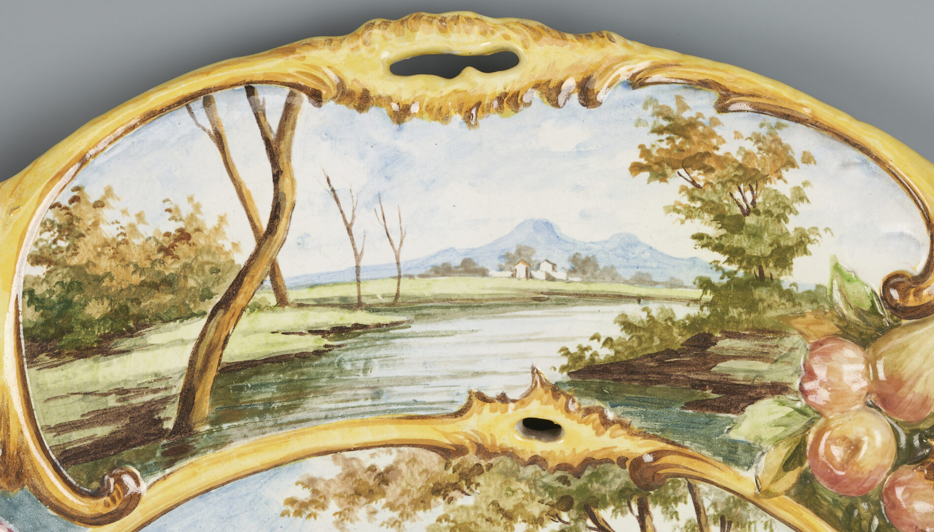 Lot 271: Pair of Very Large Italian Ceramic Chargers with Pastoral Scenes