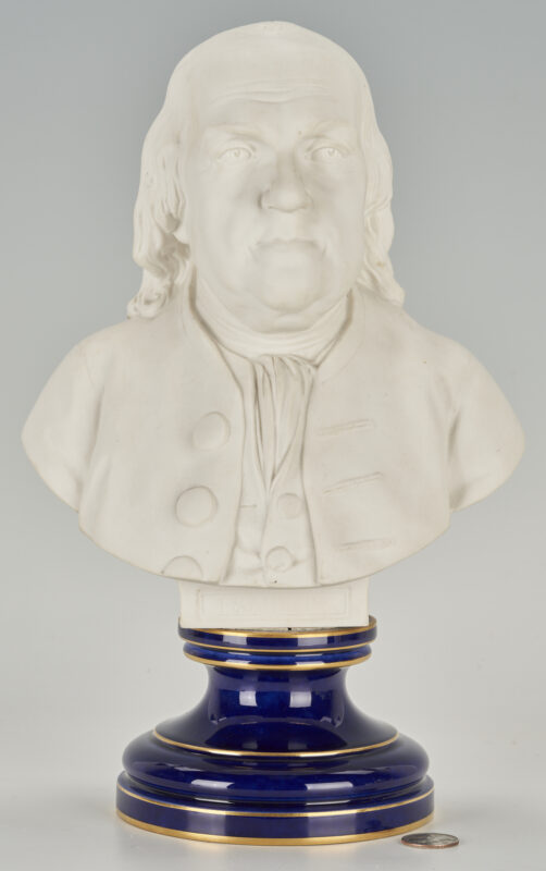 Lot 274: Sevres Bisque Porcelain Bust of Benjamin Franklin