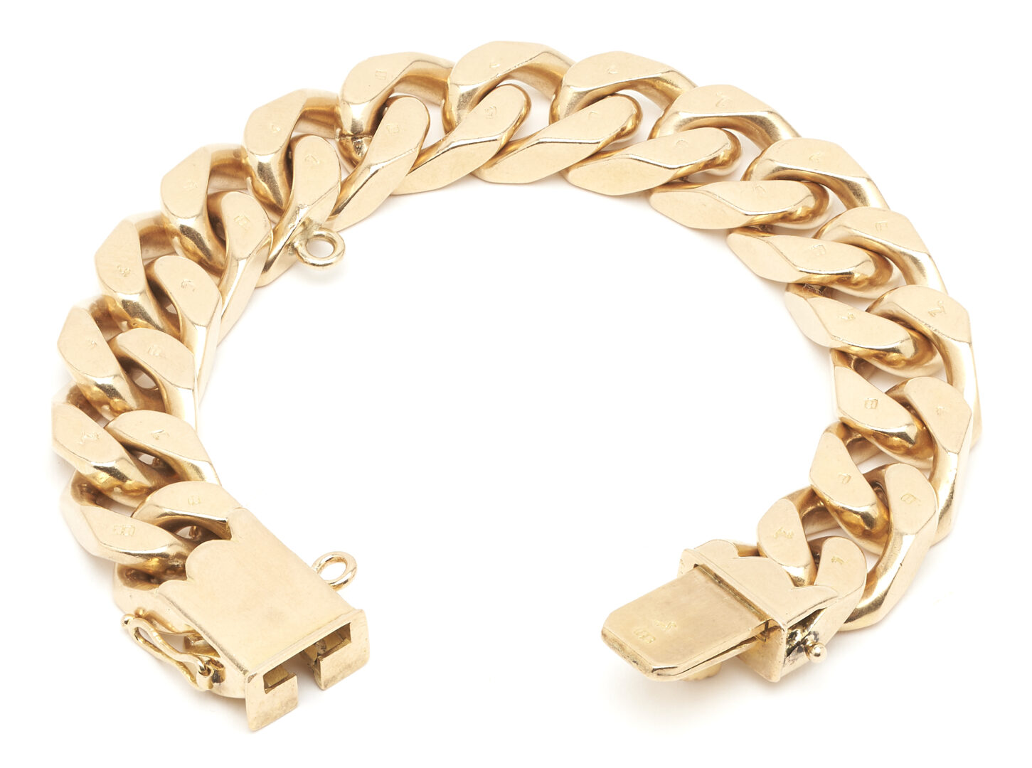 Lot 28: 18K Gold Men's Flat Curb Link Bracelet