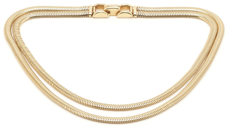 Lot 290: 14K Gold Designer Double Snake Rope Necklace
