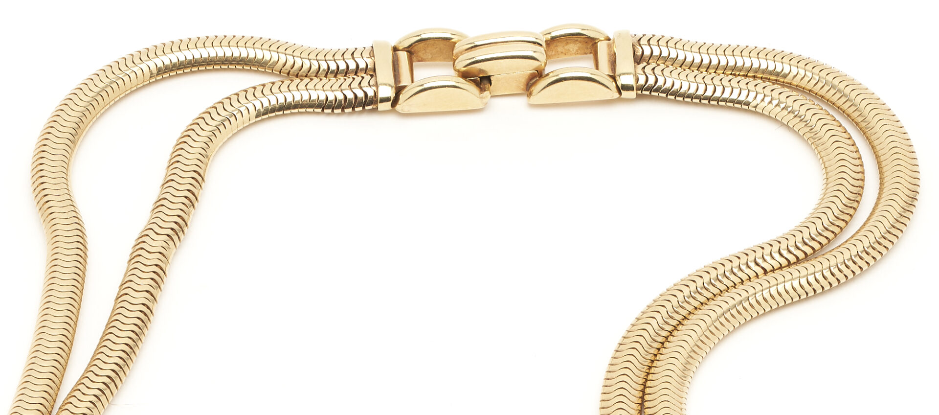 Lot 290: 14K Gold Designer Double Snake Rope Necklace