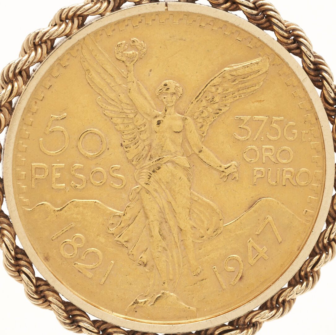 Lot 293: 14K Gold 50 Peso Coin Pendant