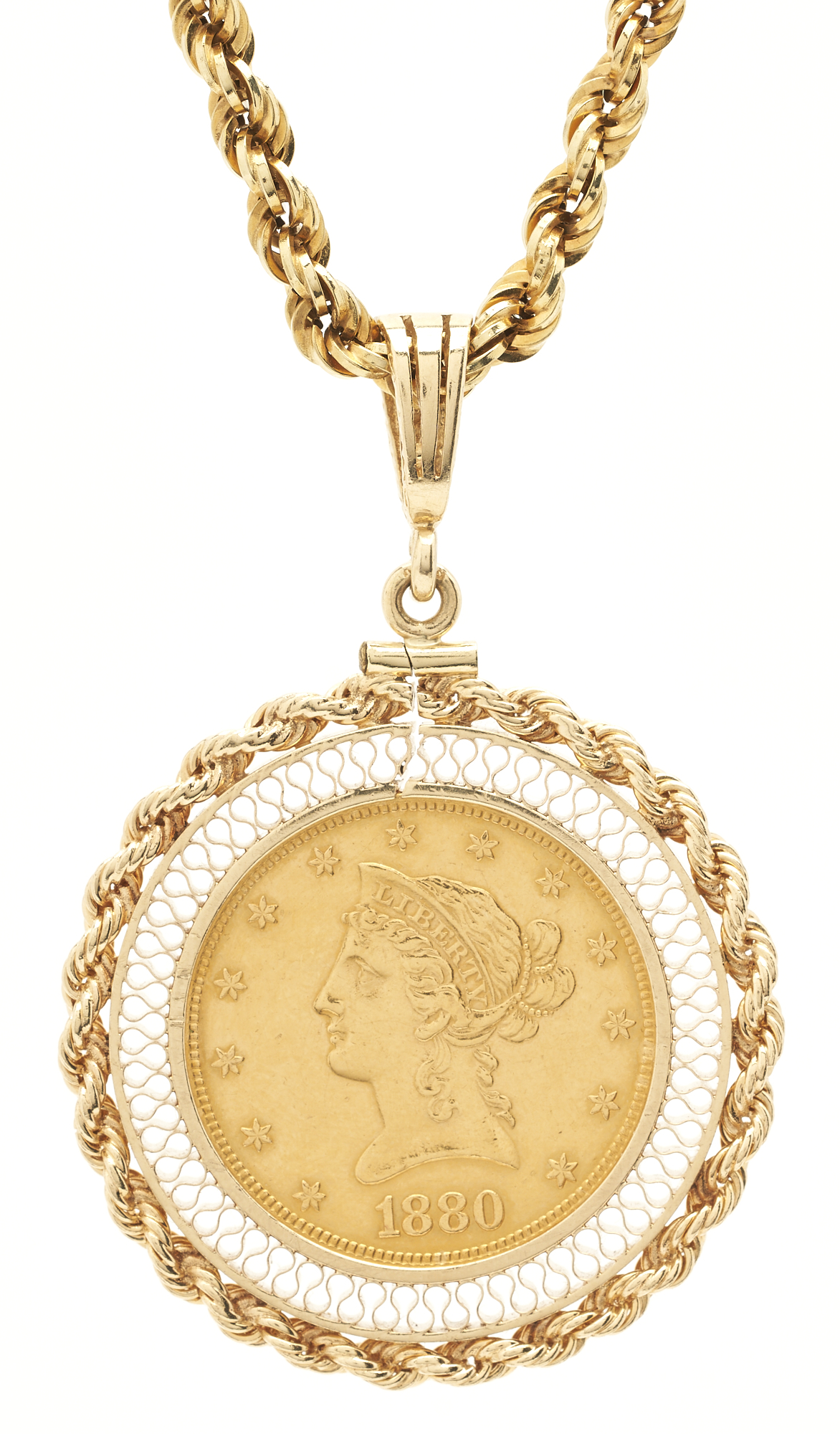Lot 294: $10 Liberty Gold Coin Necklace | Case Auctions