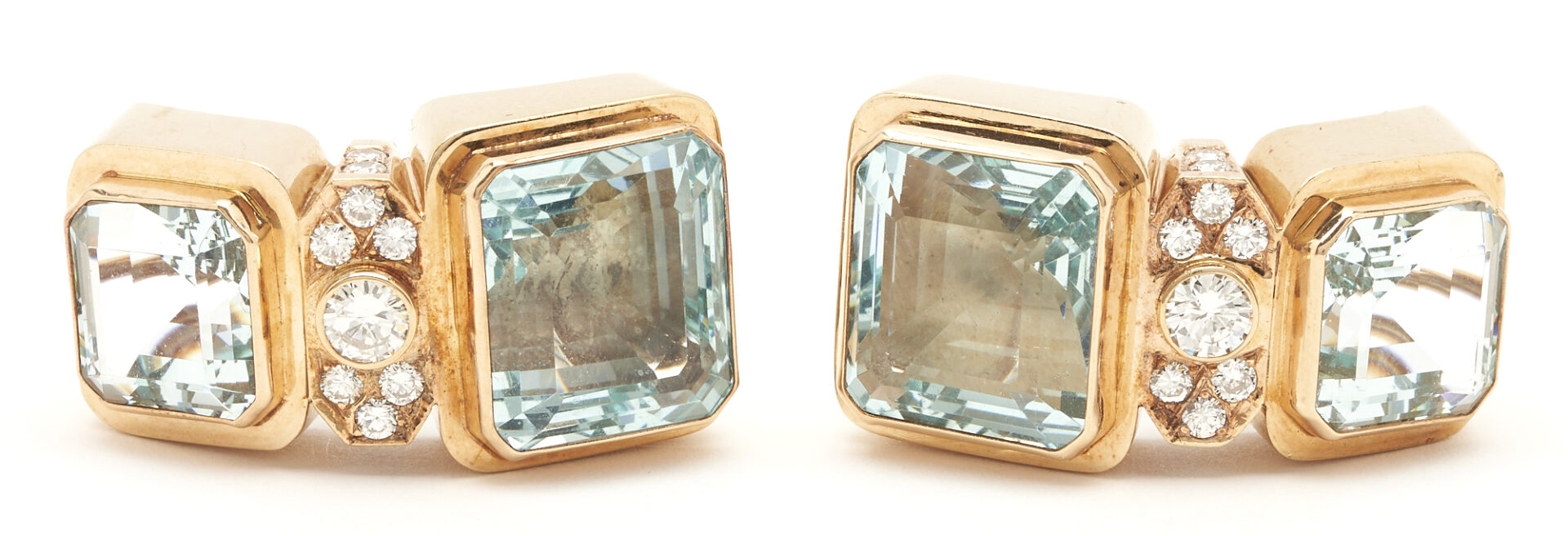 Lot 299: 14K Aquamarine & Diamond Earrings