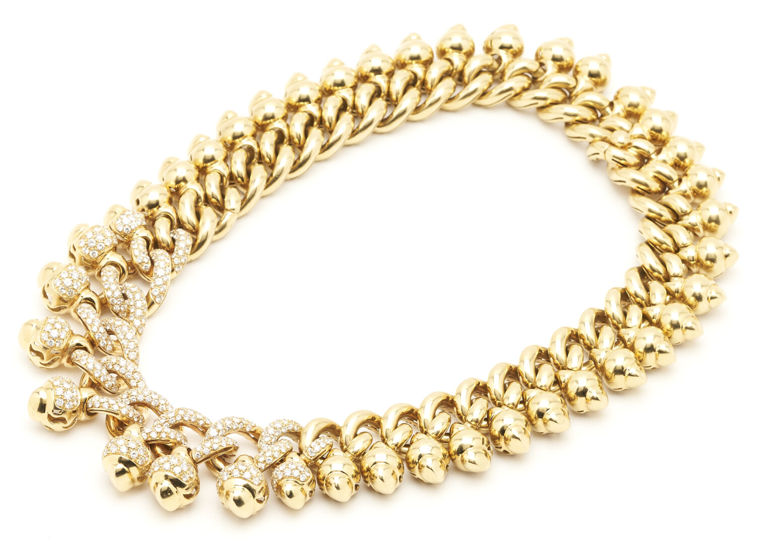 Lot 29: 18K Gold & Diamond Demi-Parure Pigne Choker & Earrings