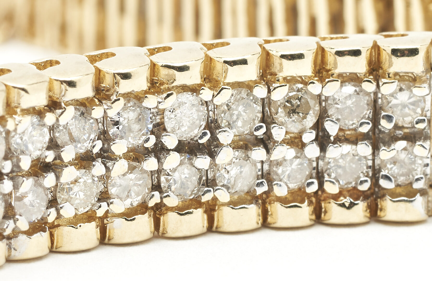 Lot 312: 14K Gold & Diamond Link-Style Bracelet