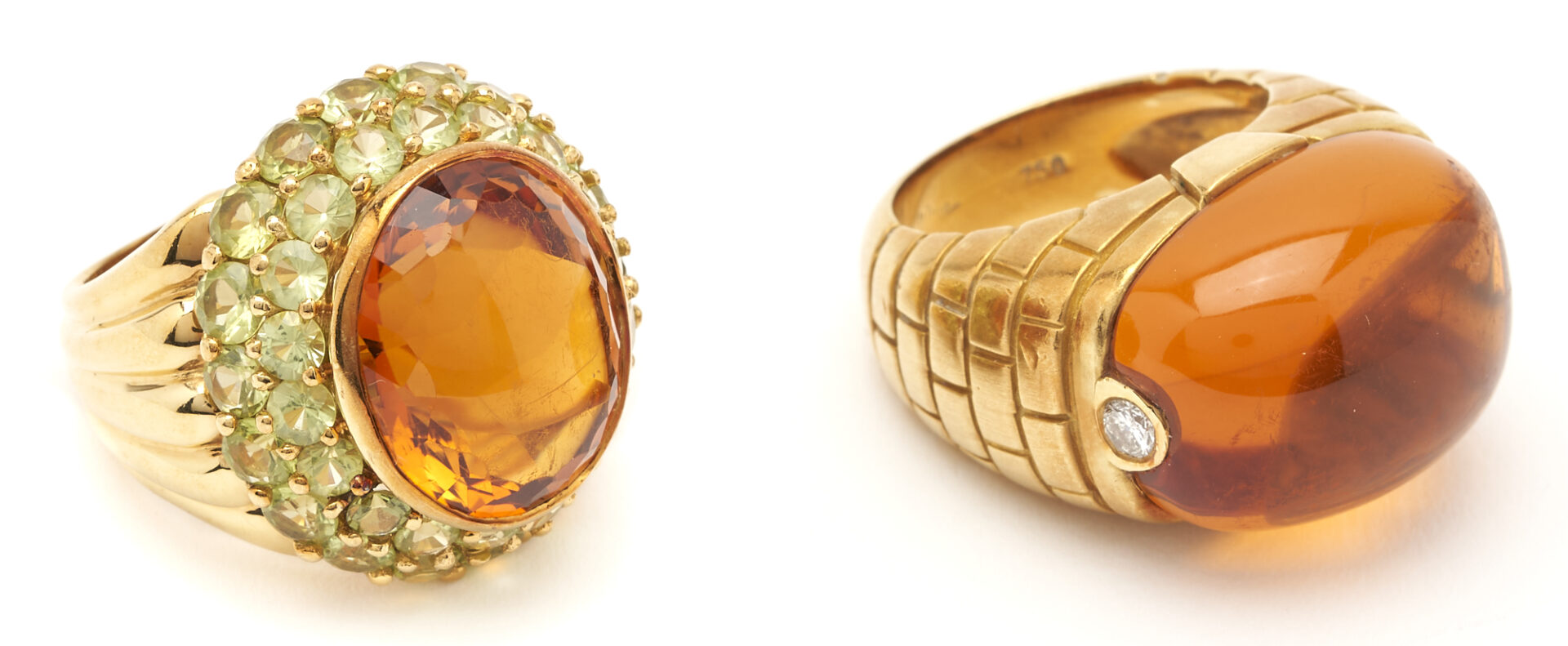 Lot 313: 2 18K Gold & Gemstone Fashion Rings, incl. M. Lowe