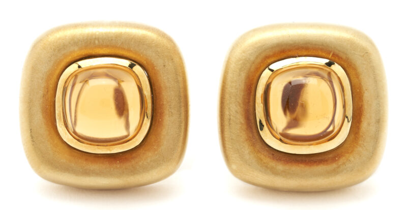 Lot 314: 18K Gold & Topaz Earrings, M. Lowe & Company