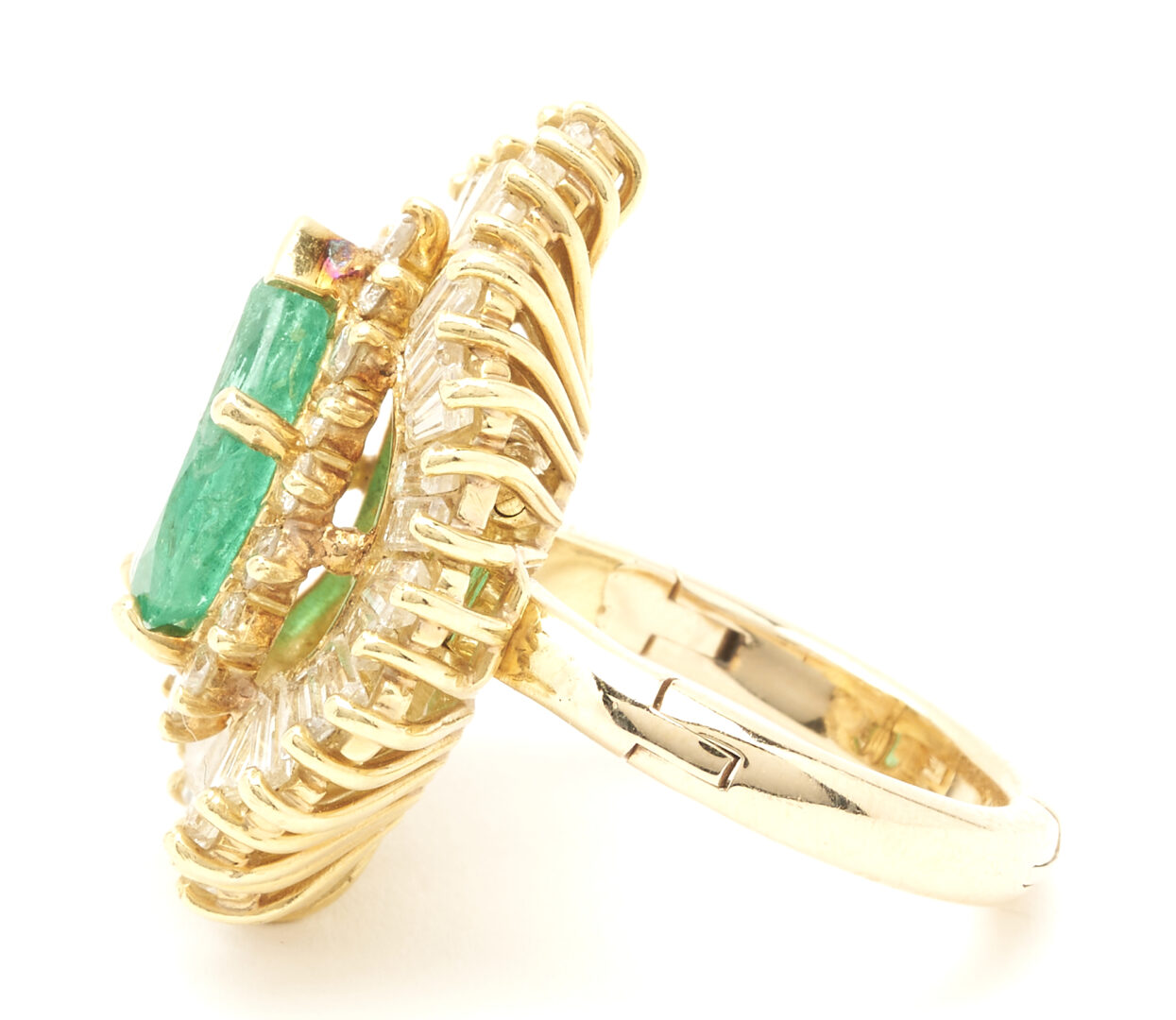 Lot 316: 14K Emerald & Diamond Cocktail Ring