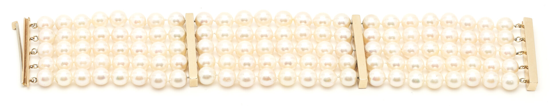 Lot 321: 14K Mikimoto 5-Strand Pearl Necklace & Bracelet