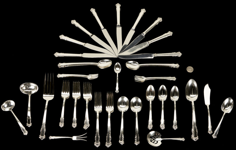 Lot 329: 73 pcs. Lunt English Shell Sterling Silver Flatware