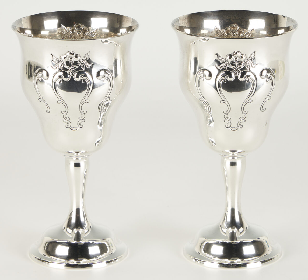 Lot 333: 8 Gorham Chantilly Countess Sterling Silver Goblets
