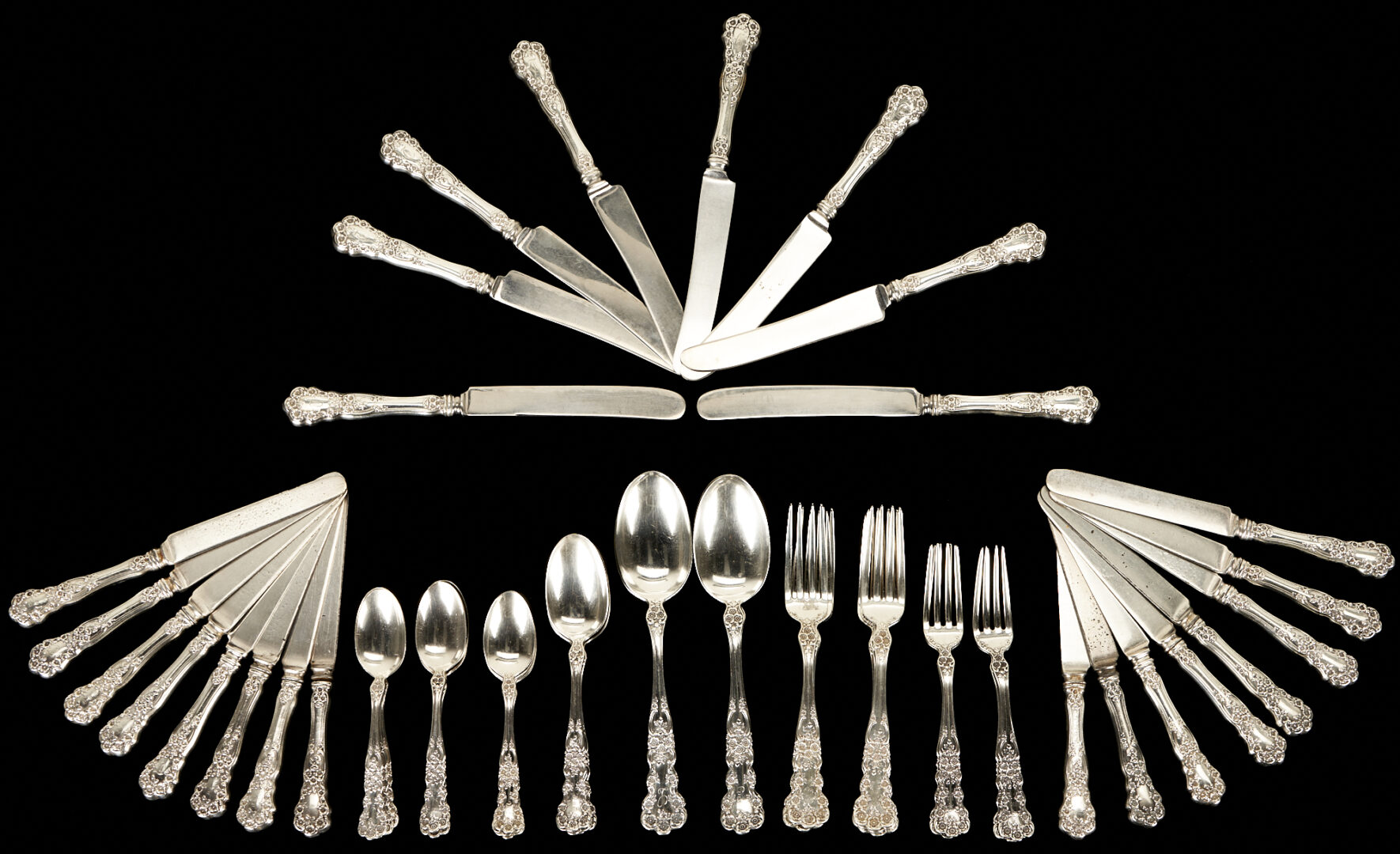 Lot 341: 52 Pieces of Gorham Buttercup Sterling Silver Flatware