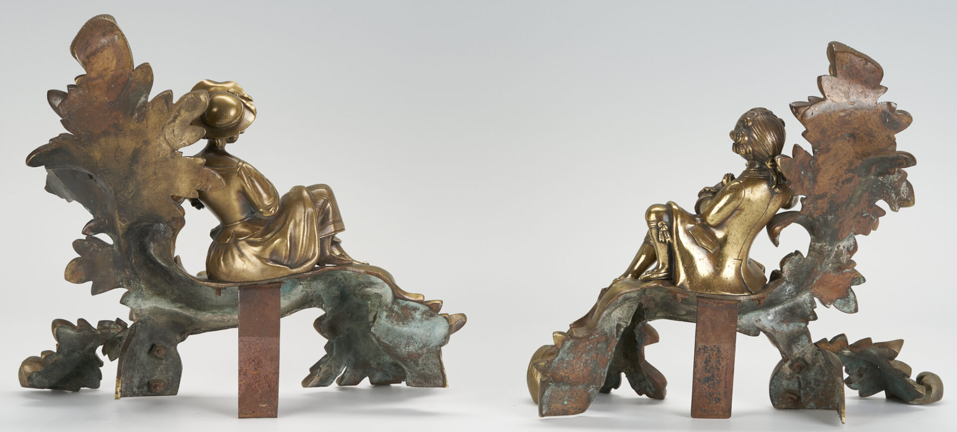 Lot 344: Pr. French Gilt Bronze Figural Chenets
