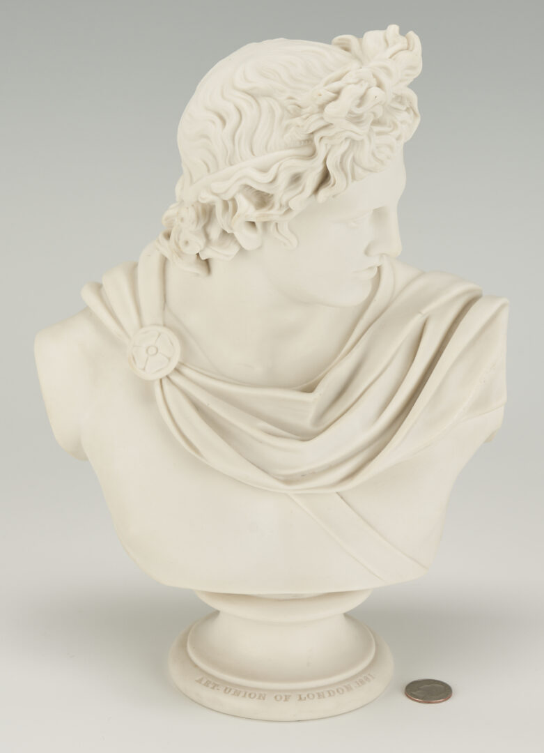 Lot 345: Parian Bisque Bust of Apollo Belvedere, After Charles Delpech