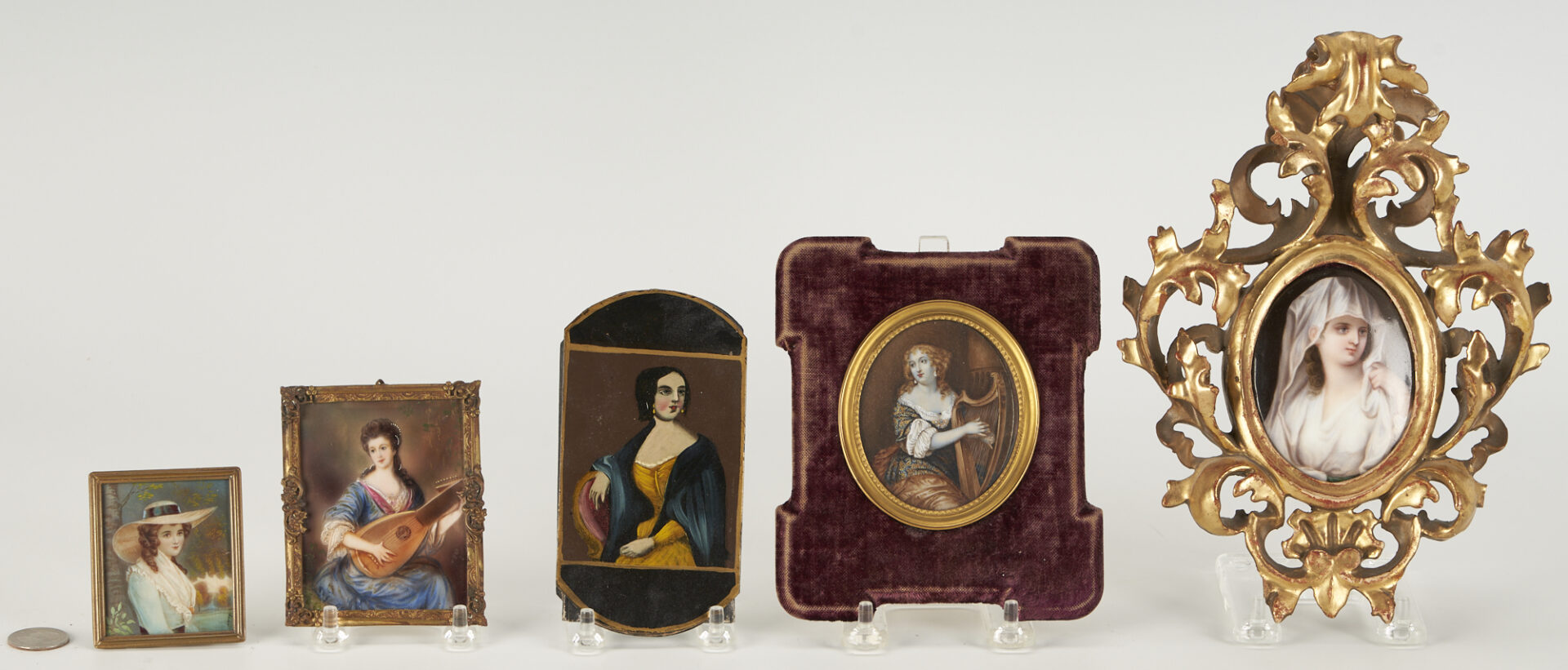 Lot 350: 12 Miniature Portrait Items, incl. Military, Book, Cigar Case, Boxes