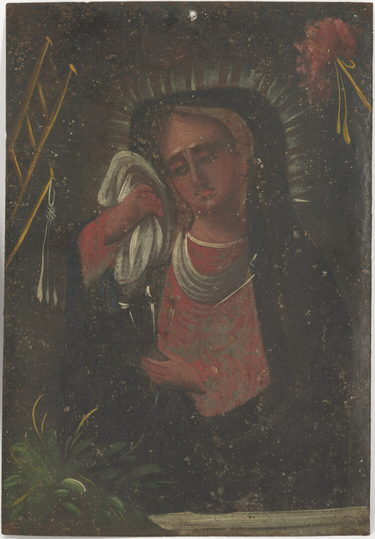 Lot 356: 4 Mexican Folk Art Retablos, Our Lady of Sorrows, St. Anne, Joseph, & St. Boniface