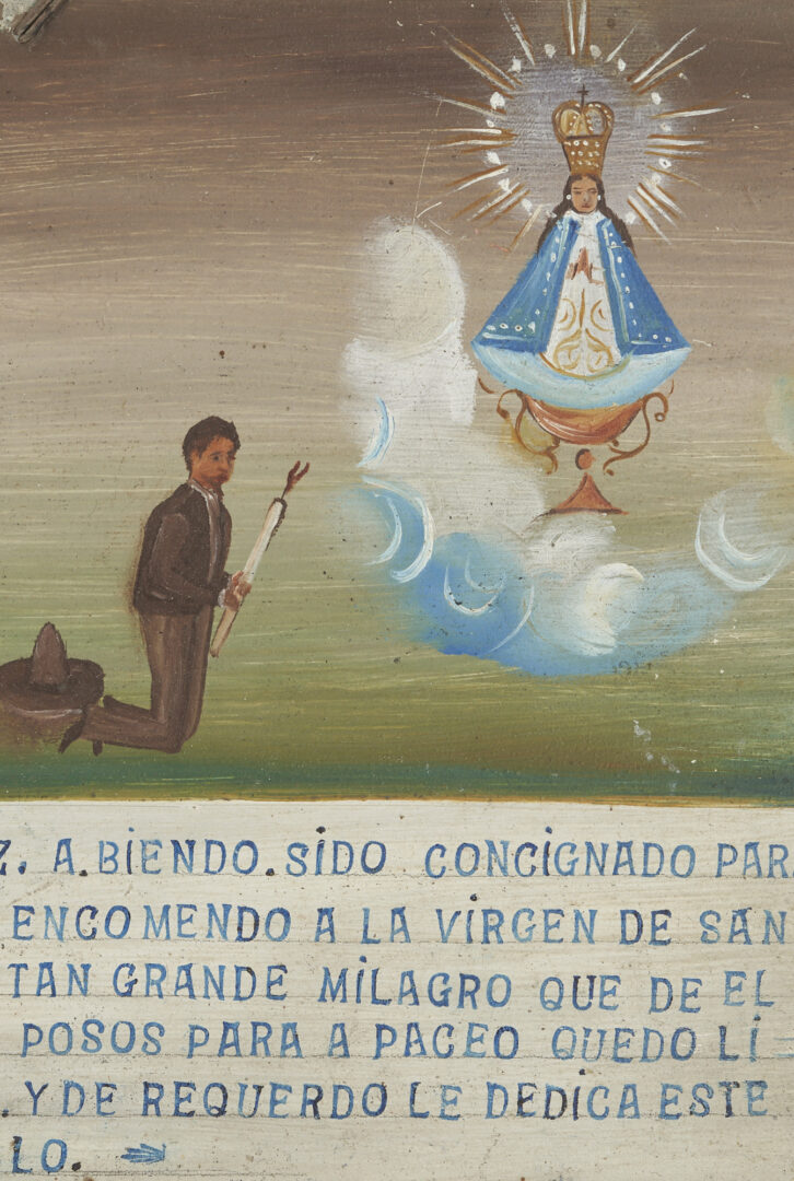 Lot 358: 5 Mexican Folk Art Ex-Voto Retablos with Our Lady of Solitude Imagery