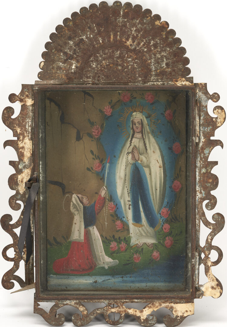 Lot 360: 2 Mexican Retablos, Our Lady of Guadalupe & Our Lady of Sorrows