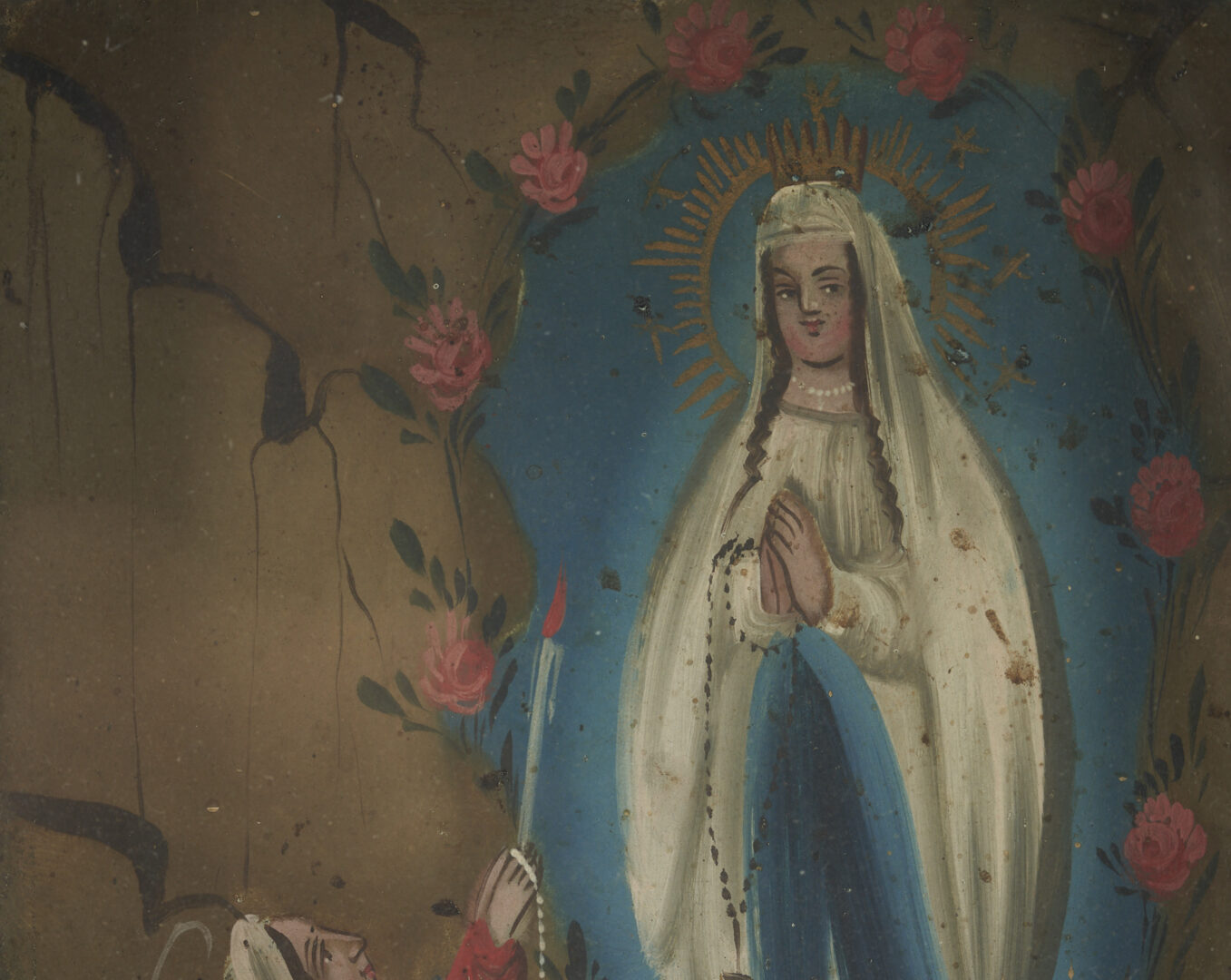 Lot 360: 2 Mexican Retablos, Our Lady of Guadalupe & Our Lady of Sorrows