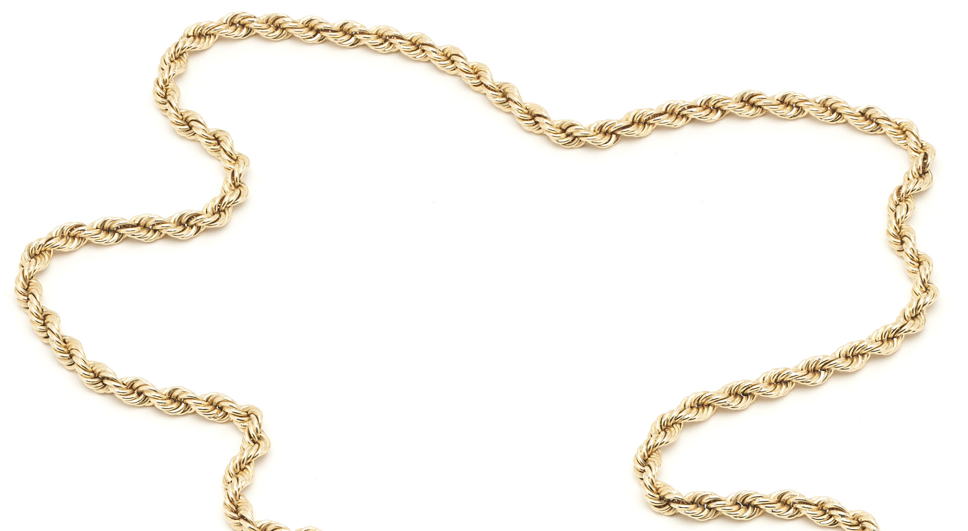 Lot 36: 14K Gold Rope Chain Necklace, 36" L