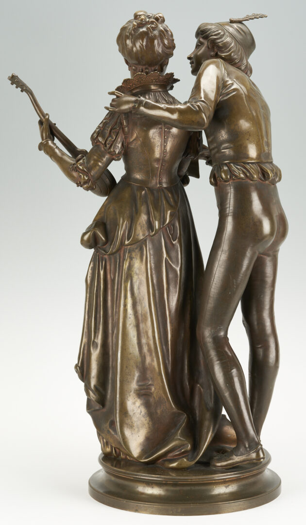 Lot 375: Vincent Faure de Brousse, Bronze Sculpture of Lovers and Musical Instrument