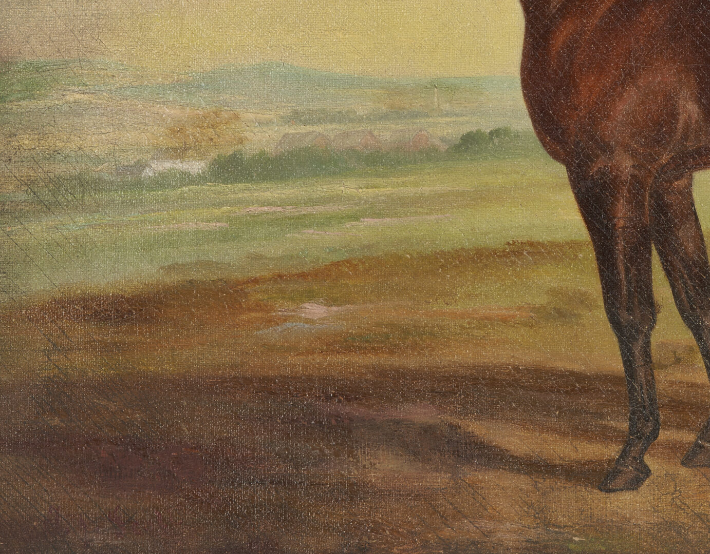 Lot 393: Thomas Scott O/C Painting of a Horse in Landscape