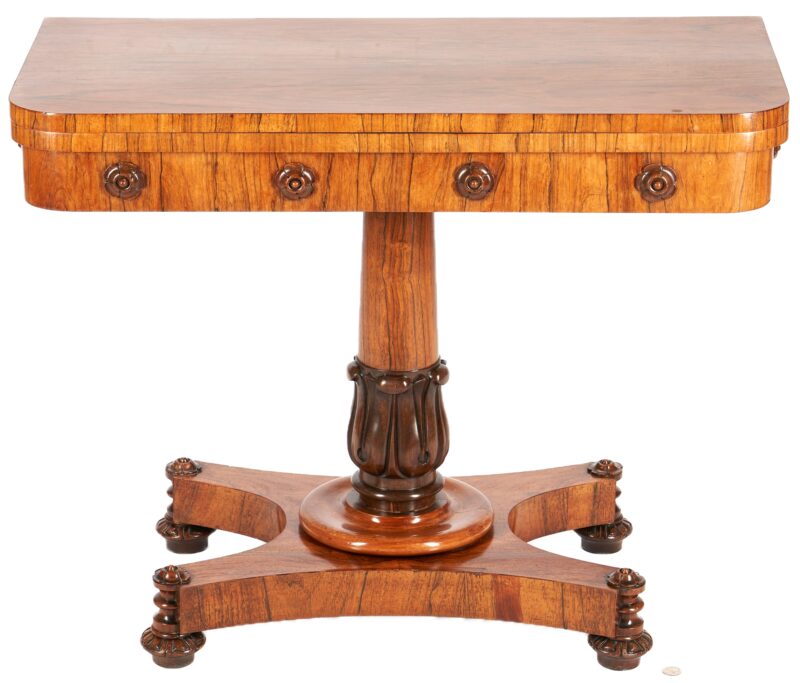 Lot 420: English Regency Rosewood Carved Card Table