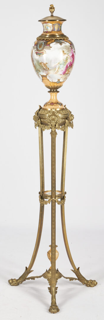 Lot 423: Sevres Style Urn on Bronze Stand