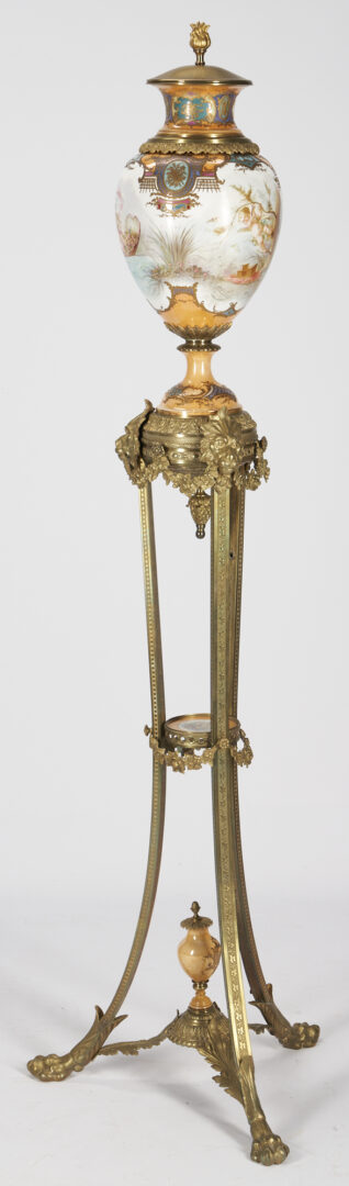 Lot 423: Sevres Style Urn on Bronze Stand