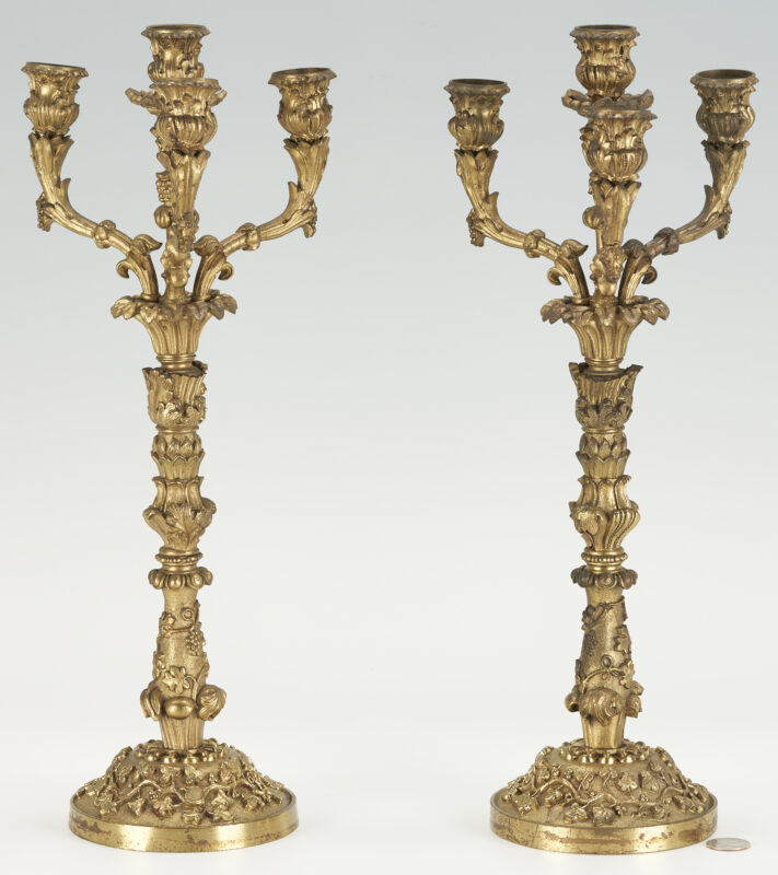 Lot 429: Pair of Louis XV-Style Gilt Bronze Candelabra