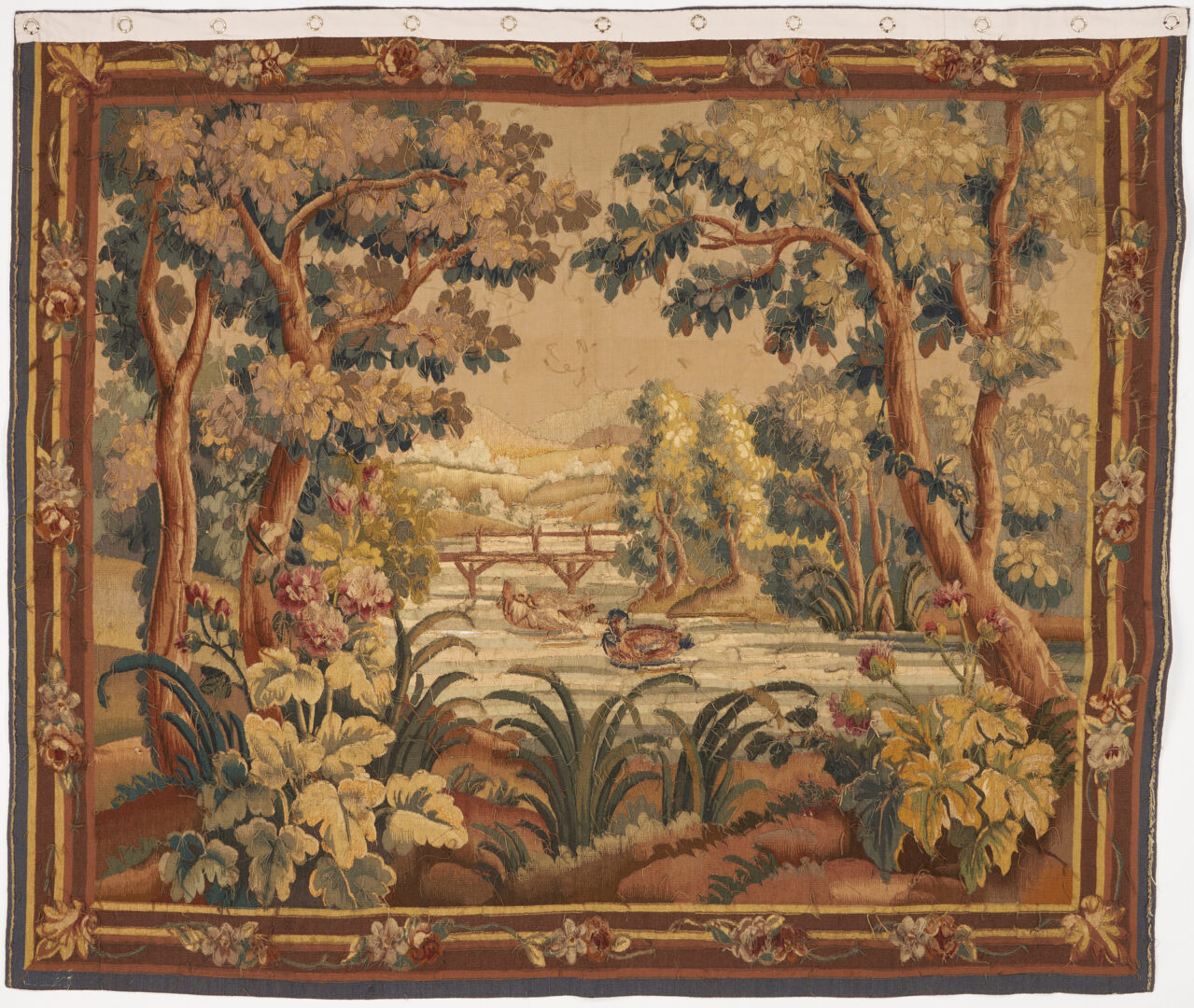 Lot 431: 19th c. French Aubusson Tapestry, Landscape with Ducks