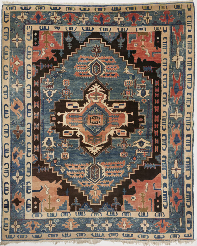 Lot 434: Blue Turkish Rug, Heriz Style, manner of Woven Legends