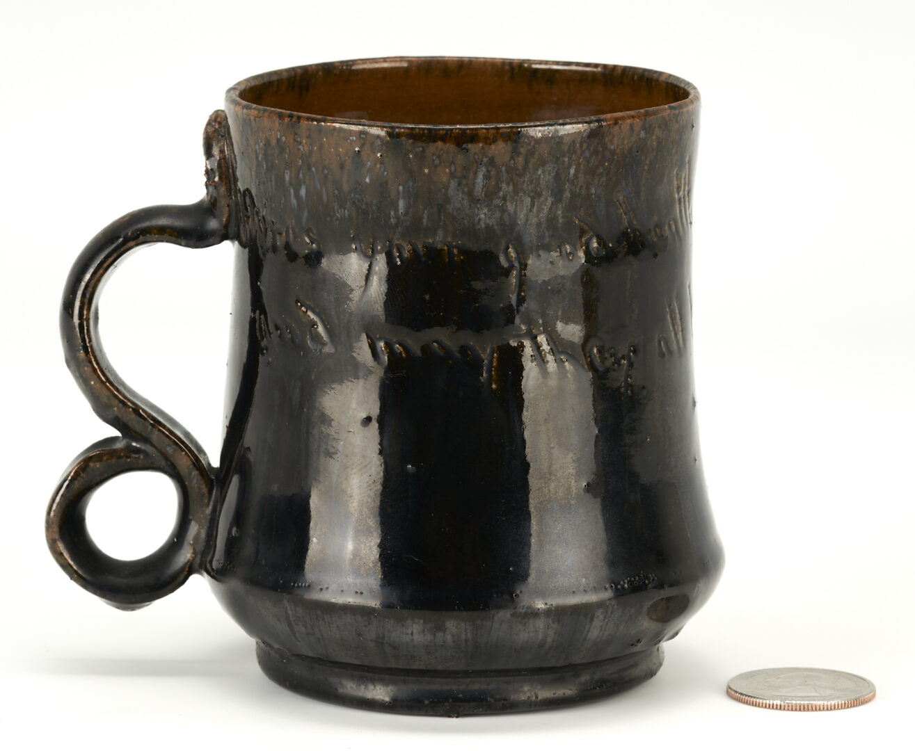 Lot 448: George Ohr Pottery Joe Jefferson Snake Handled Mug or Cup