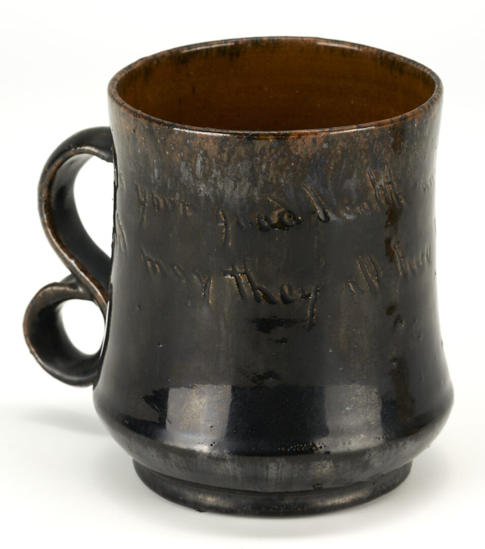 Lot 448: George Ohr Pottery Joe Jefferson Snake Handled Mug or Cup