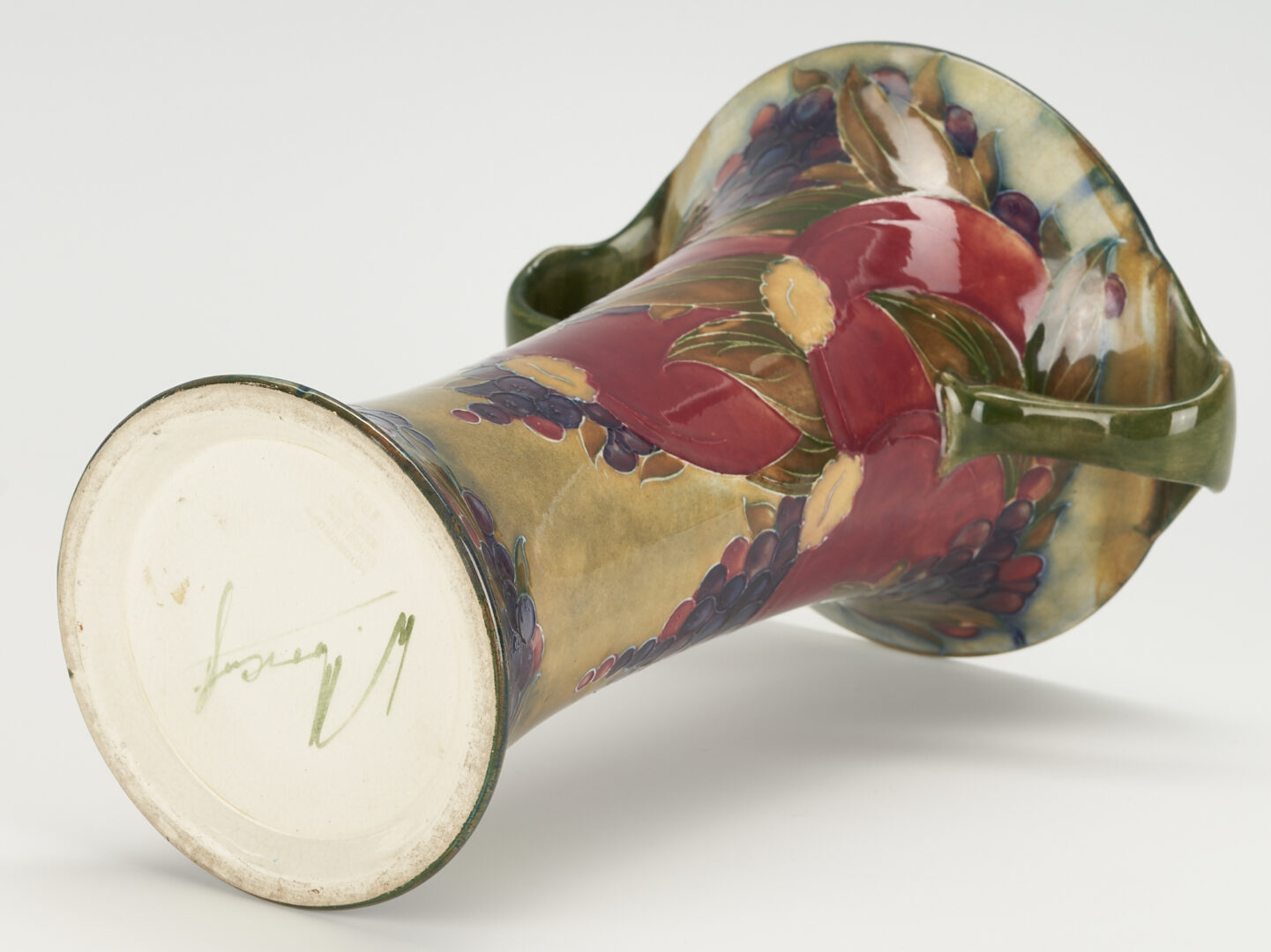 Lot 455: Large William Moorcroft Signed Pomegranate Vase w/ Handles