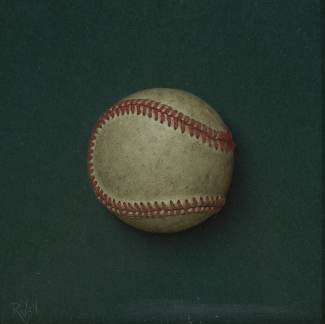 Lot 472: Robert Stark III Oil on Board Painting, Baseball