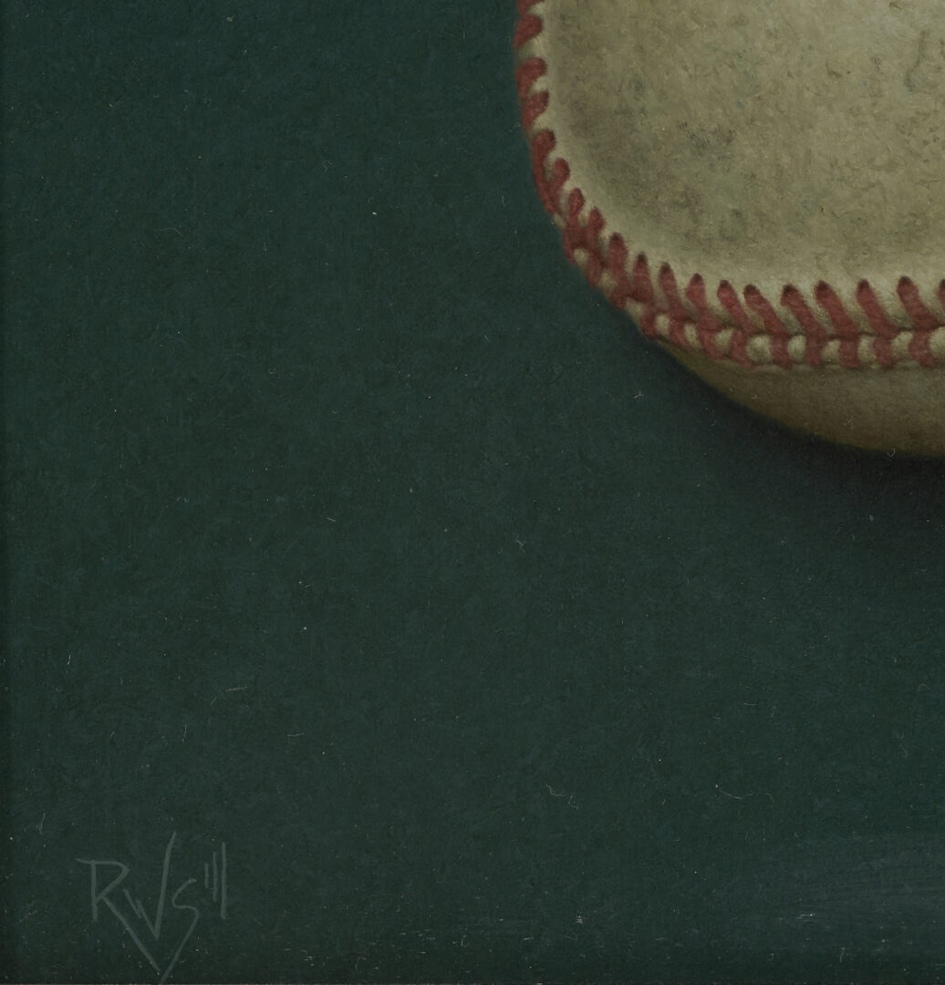 Lot 472: Robert Stark III Oil on Board Painting, Baseball
