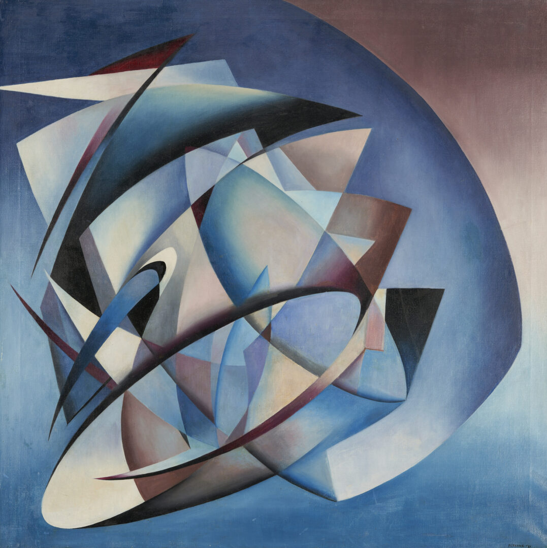 Lot 505: Philip Perkins Large O/C Abstract Painting, Flight to the While of Unity, 1951