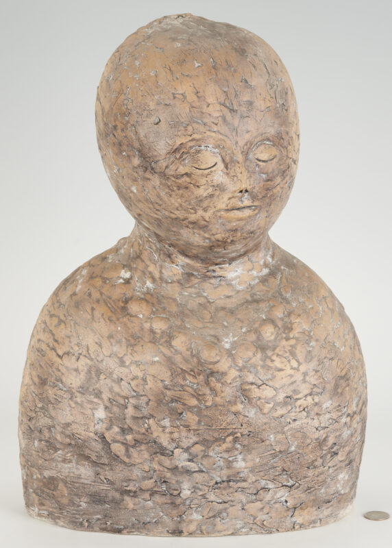 Lot 508: Olen Bryant, Large Ceramic Bust with Closed Eyes