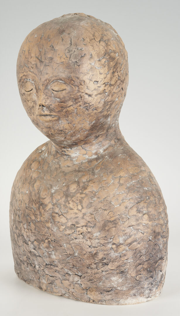 Lot 508: Olen Bryant, Large Ceramic Bust with Closed Eyes
