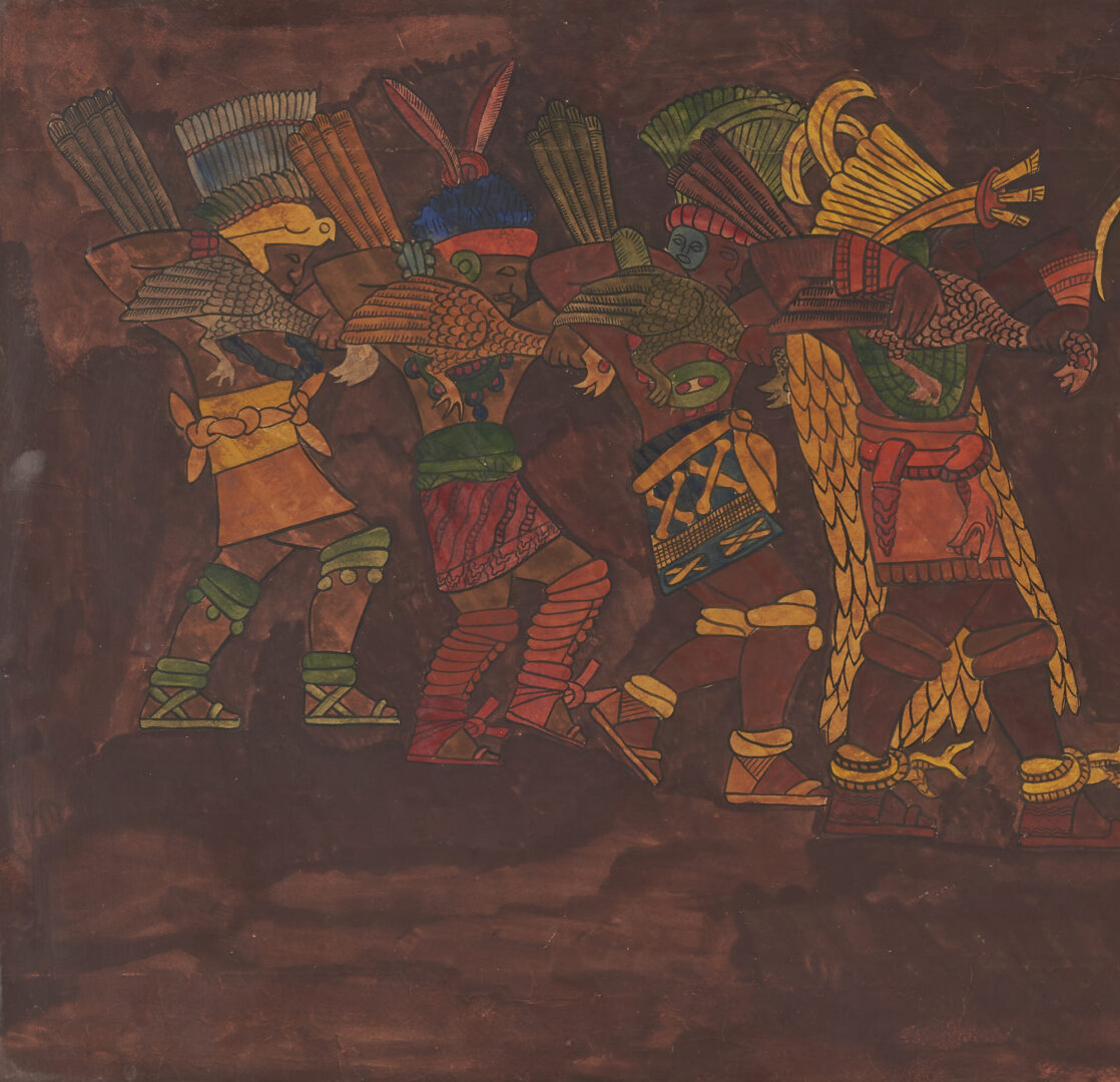 Lot 511: Octavio Medellin Southwestern painting, Turkey Dance, Yucatan